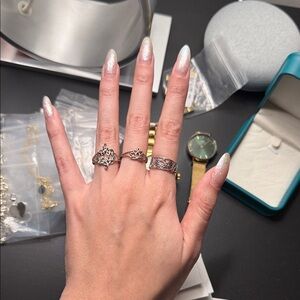 Elegant Silver Tree of Life Ring Set